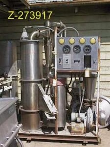 Bowen, Fluid Bed Dryer, Stainless Steel, 18" diameter x 4' bed chamber, direct gas fired, 2 HP