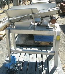 Vibratory Feeder #BF2-AS, Stainless Steel, 10" width x 43" L pan, slotted section w/ 3/4" spacing, 8" x 8"