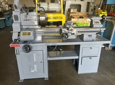 12" x 36" Clausing #6329, Bench Lathe, 1-3/8" hole thru spindle, 43-1300 RPM, 3-Jaw chuck, stand