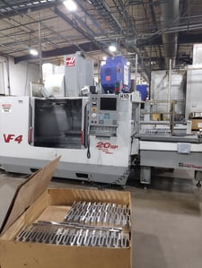 Haas #VF-4APC, 4-Axis CNC vertical machining center, 50" X, 20" Y, 25" Z, 10000 RPM, 24 side mount tool