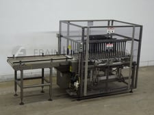 Arpac #Upstack, roller conveyor upstacker, pneumatic closing fingers upstacker capable of stacking trays or