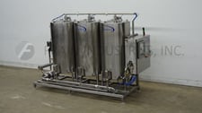 Image for Qualtech #BEP-363612, CIP system, 304 Stainless Steel, (3) 32" dia. x 60" deep 200 gallon Stainless Steel straight wall tanks, flot tops, flip up covers