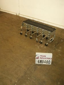 18" wide x 25' long, Accordian style roller conveyor, expandable from 65" to 25' long, 5/8" wide rollers