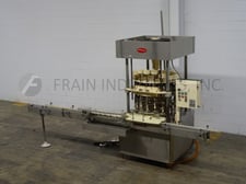 MRM Elgin #R50G-SF-18, automatic, 18 head, Stainless Steel rotary, pressure gravity filler rated from 36-180