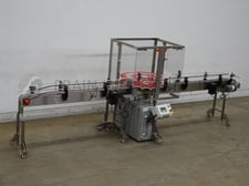 Rotary container indexer, H & G Equipment, 26" diameter servo driven star wheel, vibratory container shaker