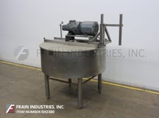 350 gallon Chester Jensen, 304 Stainless Steel kettle, 72" dia. x 28" deep, 15" straight wall, cone style
