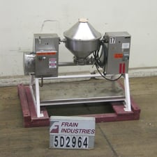 1 cu.ft. Gemco, mixer powder double cone, 316 Stainless Steel, 11-1/2" hinged cover charge port with a 4" dia