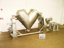30 cu.ft. Patterson, 316 Stainless Steel vacuum rated jacketed V blender, 10" butterfly discharge valve
