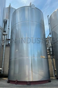 7000 gallon DCI, 316 Stainless Steel jacketed & insulated tank, 107" dia. x 184" straight wall, dome top