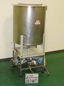 500 gallon Waukesha, supply tank & pump system, 304 Stainless Steel, 56" dia. x 60" straight wall, flat top
