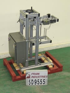 Hoppmann, belt orientor, automatic, bottle orienter, uses (2) 5" L x 1/2" W side belts to orient bottles by