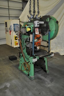 25 Ton, V & O #25-ST, OBI press, 2" stroke, 11" Shut Height, 7" throat, 2" ram adj., 150 SPM, 24" x13" bed