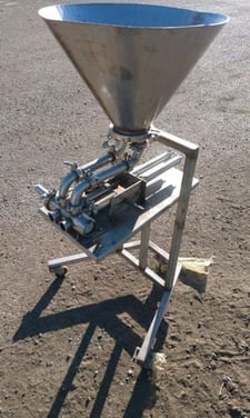 Dual Head Piston Filler, Stainless Steel, 12" L x 1.5" diameter Piston, 23" diameter x 16" deep Hopper