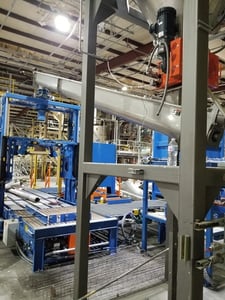 Chantland #4260, Supersack/Bulk Bag Filling System, (2) Empty Pallet Conveyors, Slipsheet Dispenser, 2015