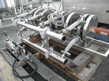 10" Sartorius, Plate & Frame Filter, 1" thick plate, (10) openings, 7" H filter setup, manually operated