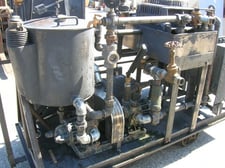 12" Alfa-Laval, Oil Purification System w/filter press, (10) cast iron plates, 20 gallon tank, 18" diameter x