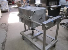 15" Horm Filters, Plate & Frame Filter Press, Stainless Steel plates, (26) 15" x 15" x 1/2" thick plates, 1"