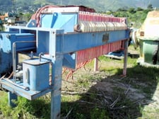 30" Ontrac, Plate & Frame Filter Press, (28) 2-1/2" thick polypropylene plates, 1/4" recess, 175 sq.ft., 7