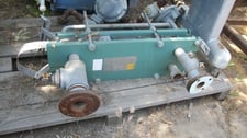 27 sq.ft., Alfa-Laval Taco-Alfa Laval, UTPX1511-M2, plate heat exchanger, (17) 9-3/4" x 29.5" S/S plates, 2"