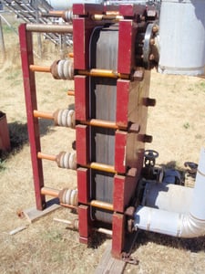 32 sq.ft., Alfa-Laval, Plate Heat Exchanger, (16) 17" W x 47" H x 3/8" thick graphite plates, 21 liter