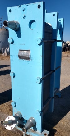 400 sq.ft., APV, R-56-C-M, plate type heat exchanger, (65) 60" L x 16.5" W Stainless Steel plates, (1) 3" top