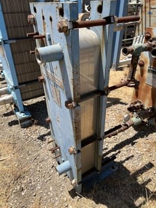 90 sq.ft., Mueller, AT20-C-20, Plate Heat Exchanger, (30) 12" W x 36" H Stainless Steel plates, 100 psi