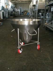 1' cu.ft. Transfer Pot Hopper, Stainless Steel, 22" diameter x 20" deep Hopper, 60-degree cone bottom, 1.5"