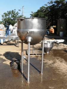 100 gallon Groen/Dover, Jacketed Kettle, 37" diameter x 32" deep, 2.5" center bottom outlet, 100 psi @