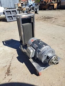High Shear Inline Mixer, 7-7/8" diameter x 2-5/8" deep Stainless Steel chamber, (2) 7" diameter x 1" blades