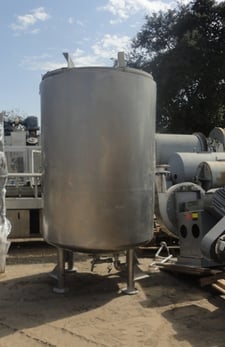 525 gallon Stainless Steel Tank, Jkt, Agit, DB/FT, 48" diameter x 72" straight side