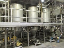 800 gallon L & A Stainless, 316 Stainless Steel Tank, 48" diameter x 8' straight side, 24" cone bottom, 2000