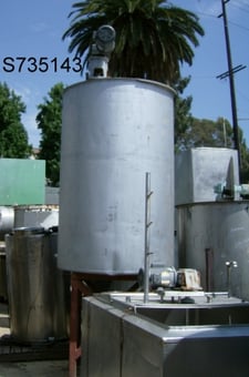 840 gallon 316 Stainless Steel, FB/OT, Agitated, 5 HP, 57" diameter x 7' straight side