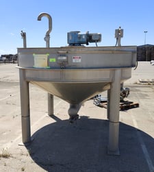 920 gallon Fran Rica, Stainless Steel Tank, Scrape Agitated, 8' diameter x 20" deep, 3' cone bottom, 1993
