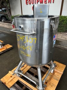 33 gallon Precision Stainless, Stainless Steel Jacketed Tank, 100 psi @ 300 to -20 deg F, 20" diameter x 28"