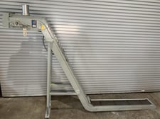 7" wide x 9' long, Mayfran conveyor, 66" drop height, 230/480 V.