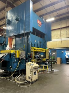 500 Ton, Bliss #SC2-500-108-60, straight side double crank press, 14" stroke, 44" Shut Height, 12" adj.