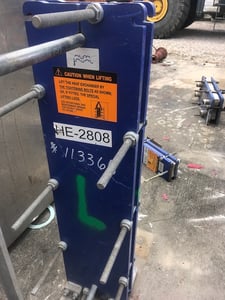 57 sq.ft., Alfa-Laval, TL6-BFG, vertical plate exchanger, 150 psi, 300°F, 316 Stainless Steel plates, 2015