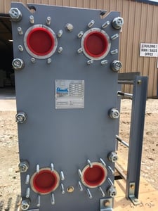 43 sq.ft., API, SM25-500-18, plate heat exchanger, 150 psi, (18) plates, 212&deg;F, Carbon Steel frame