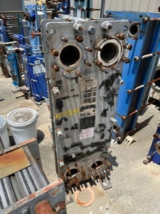 75 sq.ft., APV, vertical plate heat exchanger, 150FV psi, 329°F, Carbon Steel frame, 2015