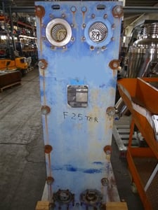 150 sq.ft., Alfa-Laval, plate heat exchanger, Carbon Steel frame, 316 Stainless Steel plate, 1993