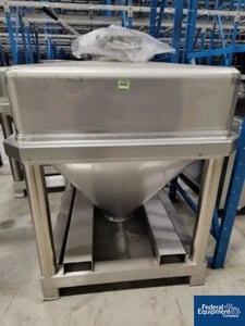 Tote Systems Tote, Stainless Steel, 1000 Liter, 52" x 44" x 10" straight side, 36" cone, 18" top opening with