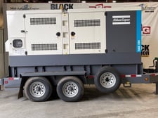 290 KW Atlas Copco #QAS330, diesel generator, sound attenuated enclosure, trailer, Tier 4, 4.5 hours, rebuilt