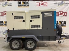 56 KW Atlas Copco #QAS70, diesel generator set, sound attenuated enclosure, trailer mounted, Tier IV, 114.5