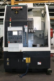 YouJi #YV-500EL, CNC lathe, 29.5" swing, 18" chuck, 3-jaw, Fanuc 0i-TF, 10 tool, chip conveyor, 2018