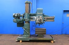 4' -9" Carlton #1A, radial drill, 12" traverse spindle, 2.5" spdl diameter, power elevation of arm, 1966