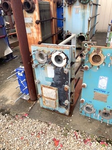 82 sq.ft., Alfa-Laval, .50mm plates, 150 psi, 266°F, Carbon Steel frame, 316 Stainless Steel plates, 1995
