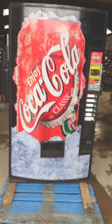 Coca Cola Soda Vending Refrigerator, 12-ounce cans, w/coin system including dollar bill acceptor
