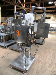 10 gallon Woojung Tech., Stainless Steel Jacketed Mix Tank, 15" diameter x 15.5" straight side, 3/8" piston