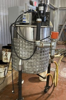100 gallon Will-Flow #100-Gallon-JOVS, Stainless Steel Jacketed Mix Tank, 32" diameter x 36" straight side