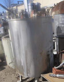 100 gallon Stainless Steel Tank, 29" diameter x 36" straight side, 2" top inlet, 2" x 28" site glass, 3"